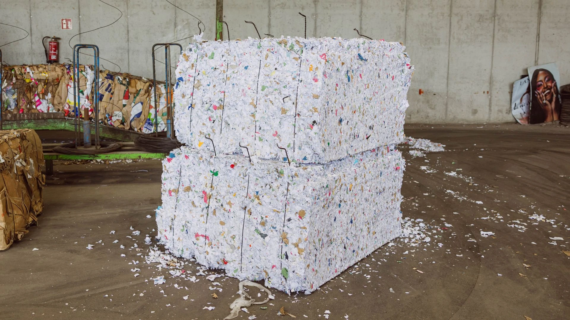 Geschreddertes Papier als Ballen